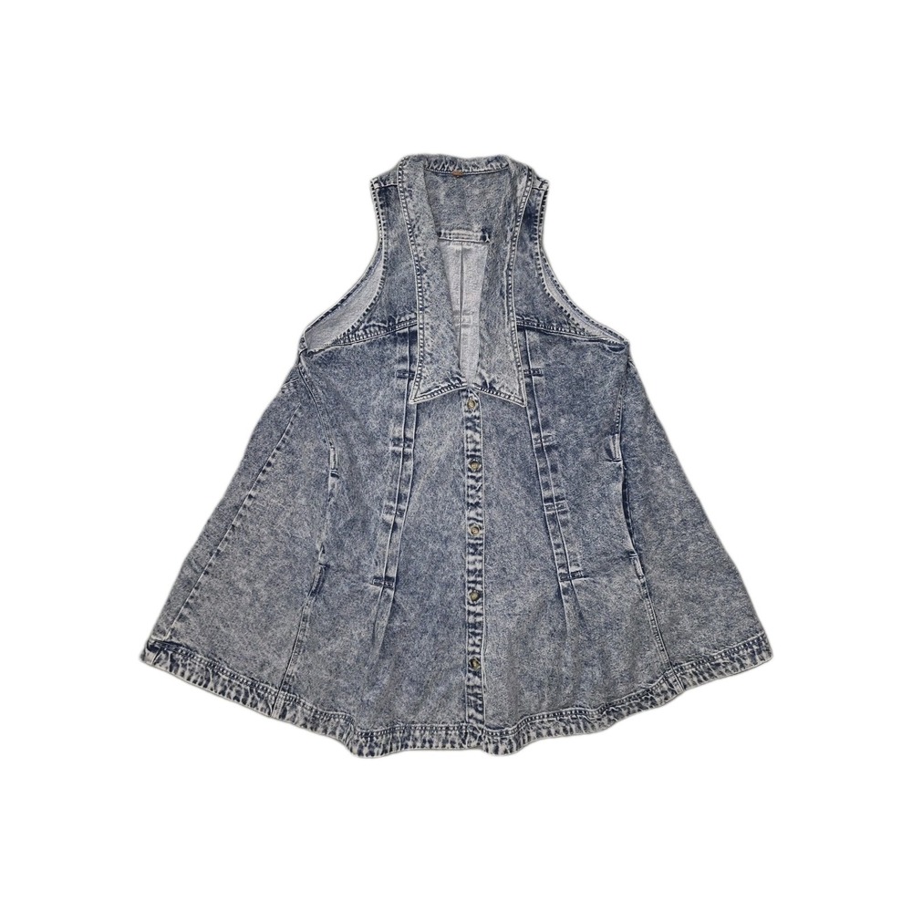 Free People Acid Wash Denim Vest in Light Blue